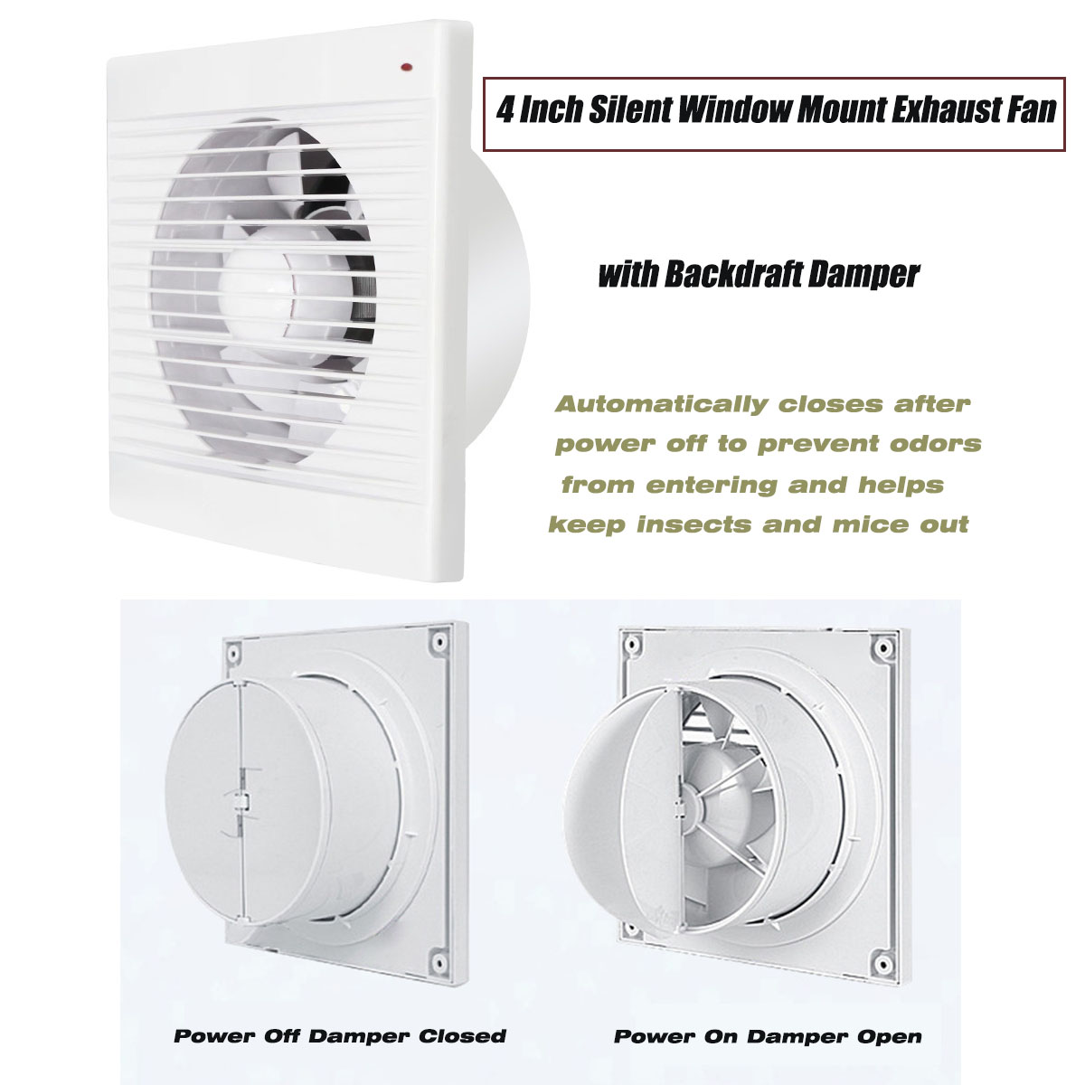 Commercial Kitchen Exhaust - 4인치 무소음 창문 장착 배기 팬(역류